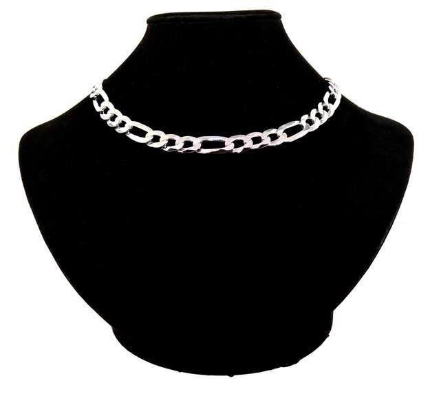 Handmade Italian Sterling Silver Figaro Chain Necklace