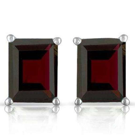 2.96 CT GARNET 925 STERLING SILVER EARRINGS STUD