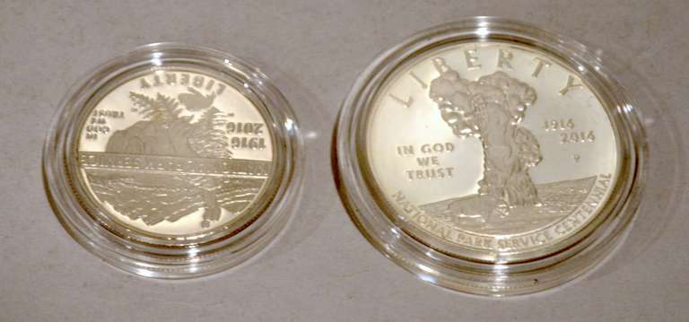 2016 US National Parks 100 th Anniversary Proof Silver Dollar and Half.