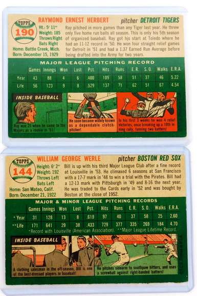 2 Topps 1954 Baseball Cards