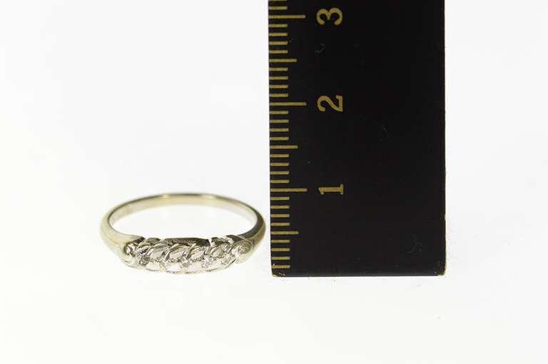 14K White Gold 1950's Diamond Classic Wedding Band Ring