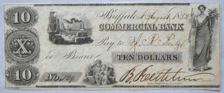 $ 10 October 1855 Commercial Bank Buffalo New York CH CU Note