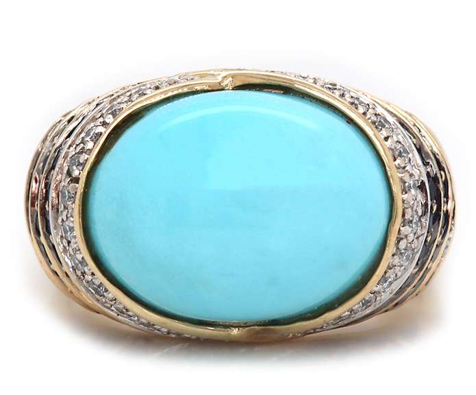 Attractive Le Vian Turquoise, Diamond and Sapphire Ring