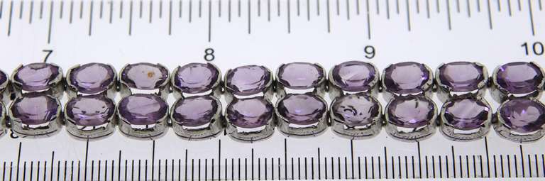 Sterling Silver Amethyst 2 Row Bracelet