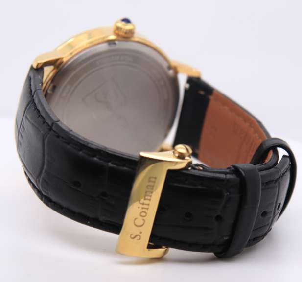 S.Coifmann Grey Dial Black Leather 42mm Watch
