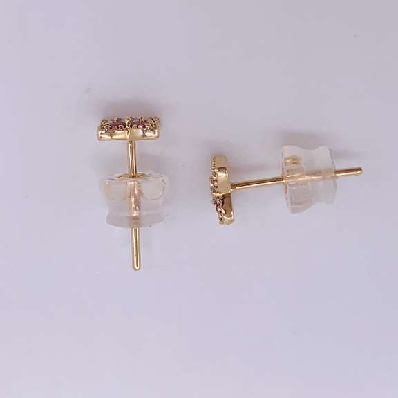 14kt Yellow Gold, Ruby, & Diamond Earrings