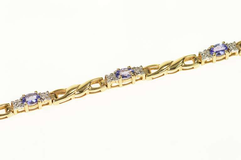 14K Yellow Gold Oval Tanzanite Diamond Accent Statement Bracelet