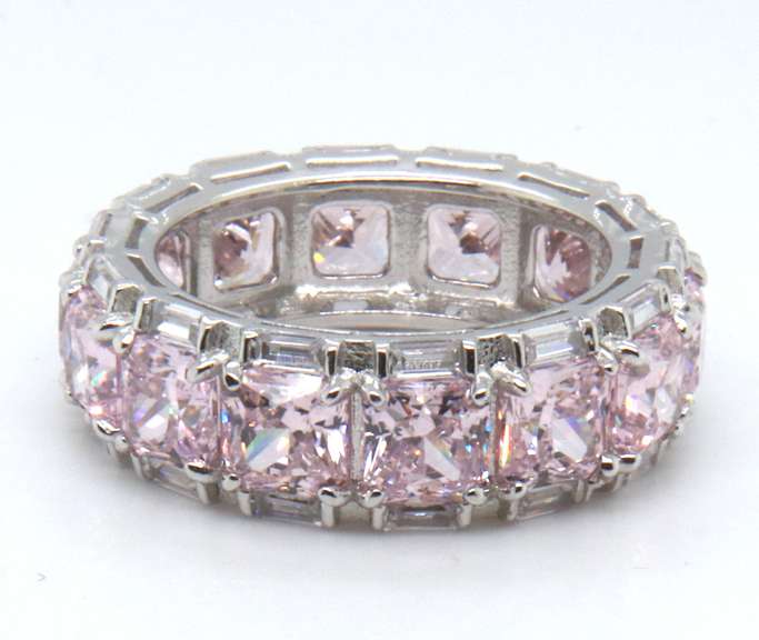 Sterling Silver Pink Cubic Zirconia Band