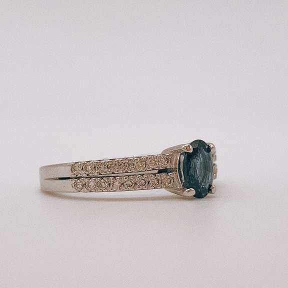14kt Gold, Blue Sapphire, & Diamond Cocktail Ring