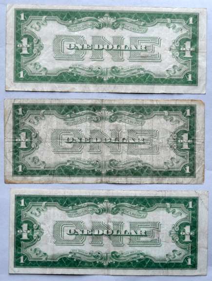 3 Different $1 Funnyback Silver Certificates