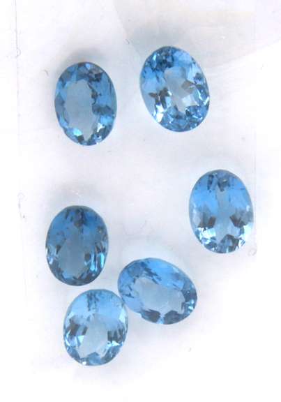 Elegant Group of 6 Oval Cut London Blue Topaz Gemstones, 9.90cts