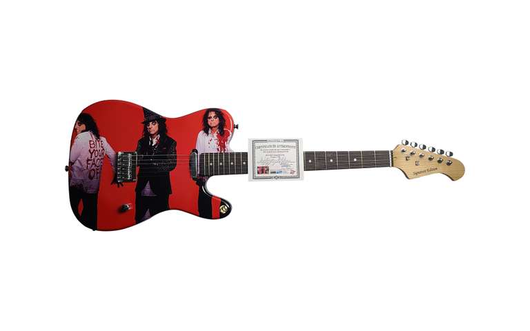 Alice Cooper Autographed Triple Graphics Photo Guitar