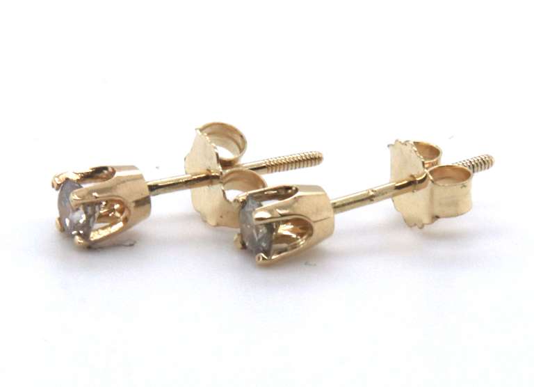 Classic Yellow Gold Champagne Stud Earrings