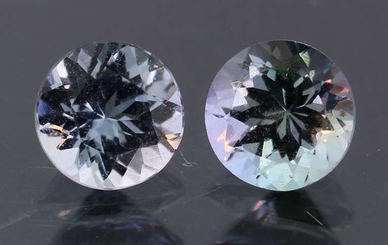 Glittering 1.34ct pair of silvery blue Tanzanite