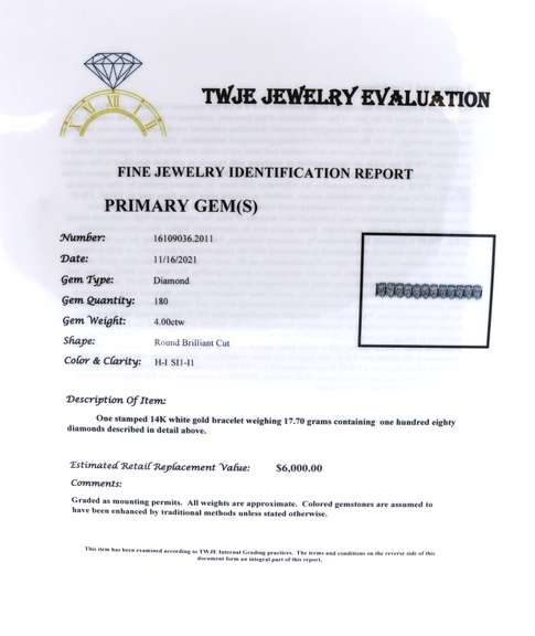 Powerful White Gold 4ctw Diamond Tennis Bracelet