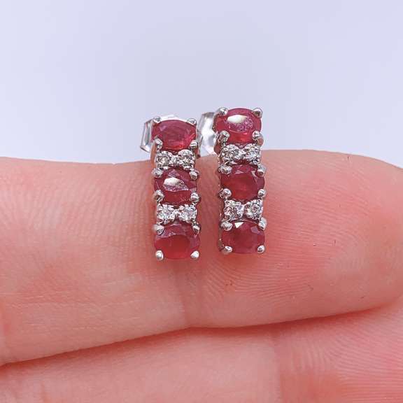 14kt Gold, Ruby, & Diamond Earrings