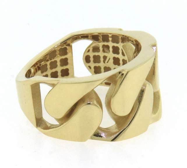 Contemporary Handmade Italian 14k Gold Curb Chain Ring