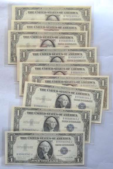 10 Consecutive CH CU 1935 G $1 Silver Cetificates