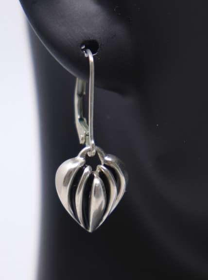 Sterling Silver Heart Shaped Dangle Earrings