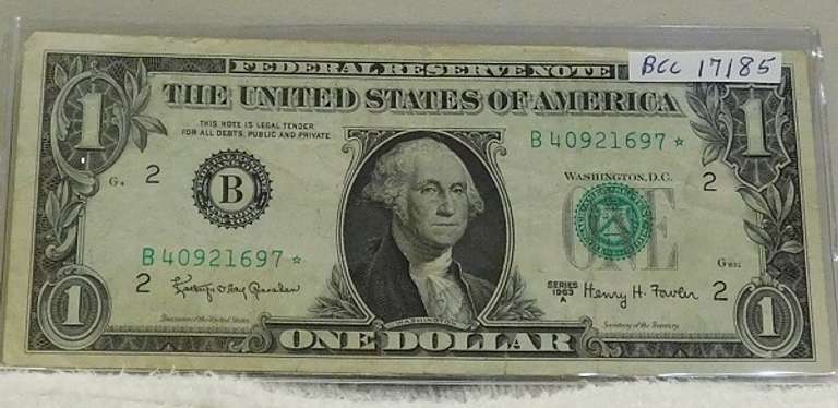 1963-A Star Note, Fed Res Note $1 Uncirculated