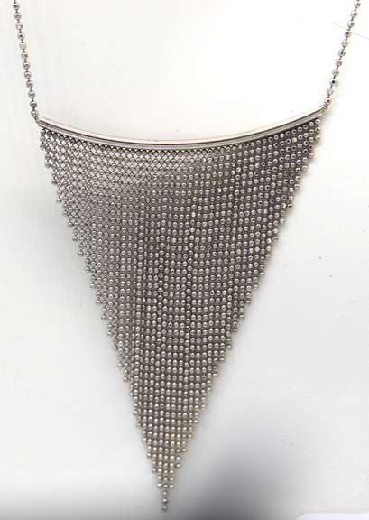 LADIES 14K WHITE GOLD BEAD NECKLACE
