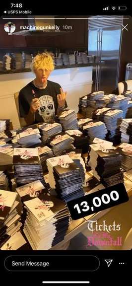 MGK Machine Gun Kelly Autographed Tickets To My Downfall Framed Cd Display