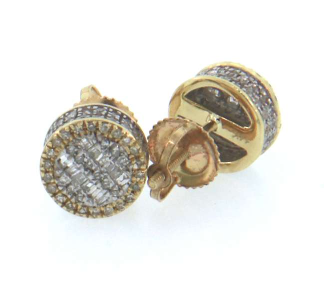 Stunning 14kt Yellow Gold Diamond Stud Cluster Earrings