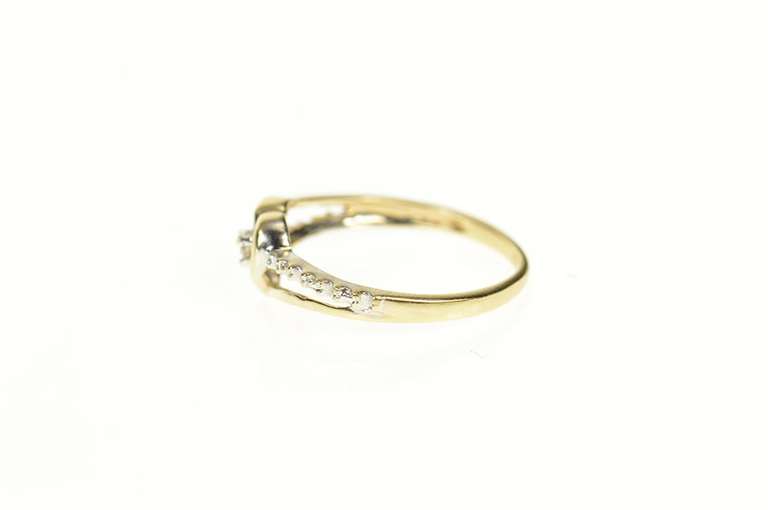 10K Yellow Gold Diamond Inset Wavy Heart Love Promise Ring