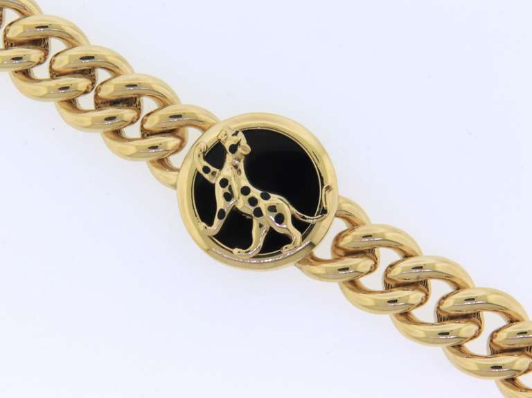 Powerful Yellow Gold Black Onyx Panther Bracelet