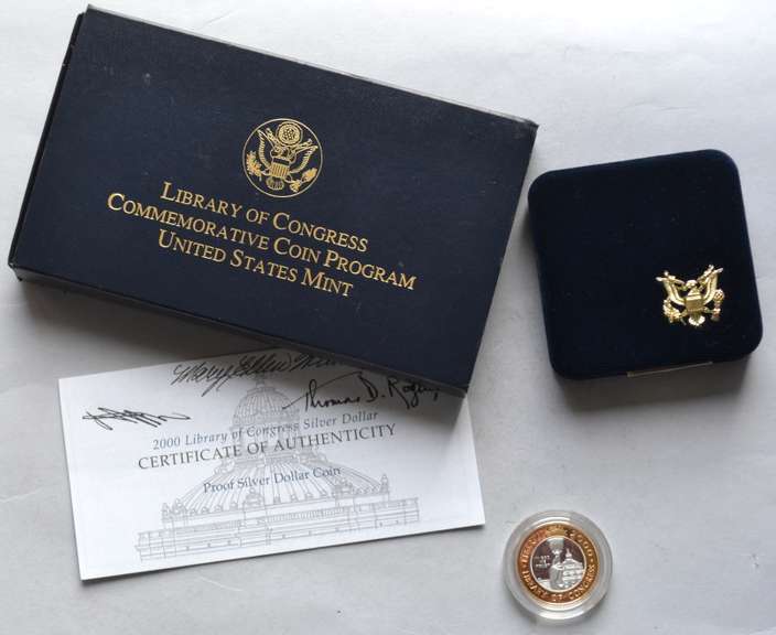 2000 Proof $10 Library OF Congress Bimetal Platinum &Gold LOC $10 Box & A Paper.