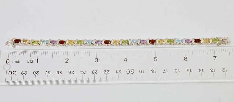 Sterling Silver Multicolored Gemstone Bracelet.