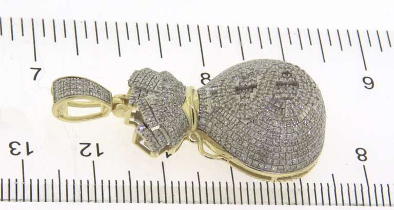 Impressive Diamond Moneybag Pendant in 10kt Yellow Gold