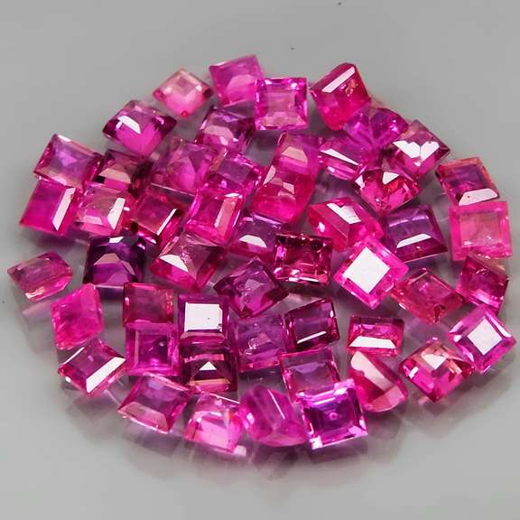Princess cut! Heated only! 6.45ct Ruby set!
