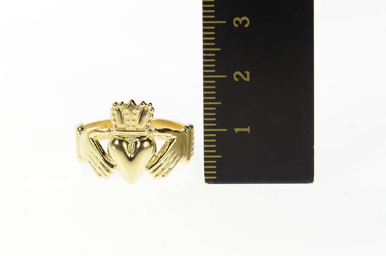 14K Yellow Gold Claddagh Symbol Traditional Irish Loyalty Ring