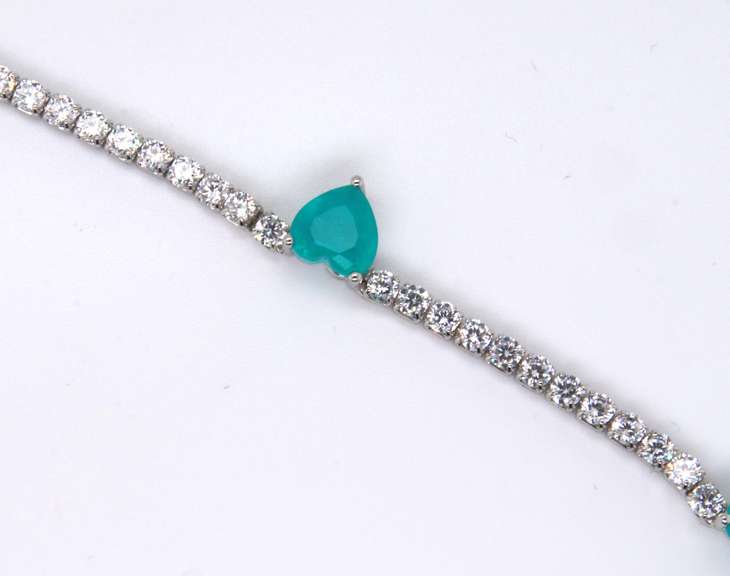 White and Green Cubic Zirconia Sterling Silver Necklace