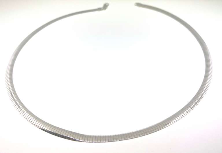 Exotic Handmade Italian Sterling Silver Omega Chain Necklace