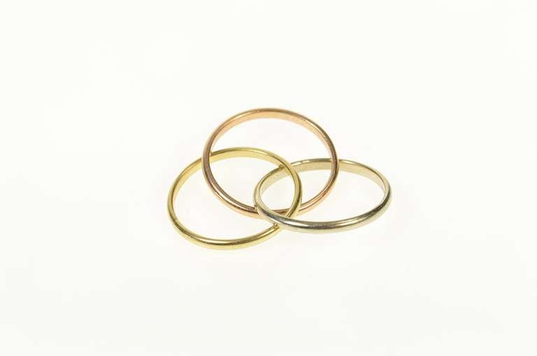 14K Yellow Gold Tri Tone Rolling Three Interlocking Band Ring