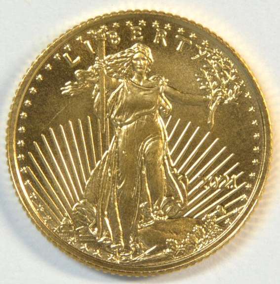 Superb Gem BU 2021 $5 Gold Eagle coin. Pristine
