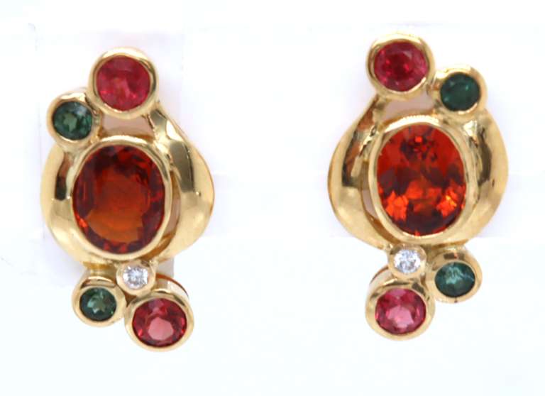 Attractive Multi Gemstone and Diamond Earrings