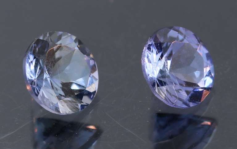 Glittering 1.46ct pair of silvery blue Tanzanite