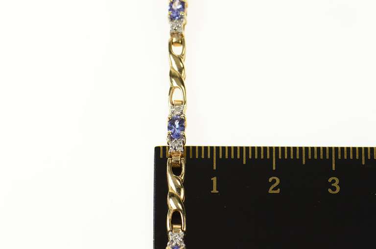 14K Yellow Gold Oval Tanzanite Diamond Accent Statement Bracelet