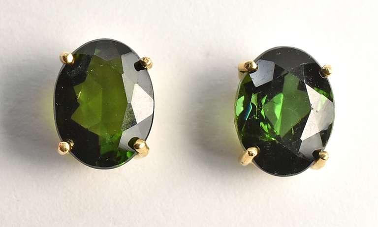 Beautiful Green Tourmaline Studs