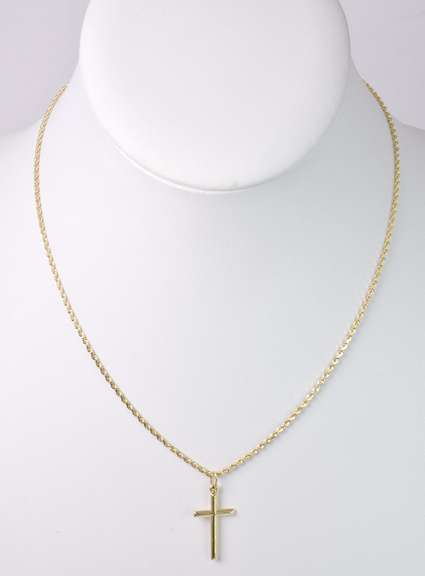 Subtle Cross Pendant in 14K Yellow Gold