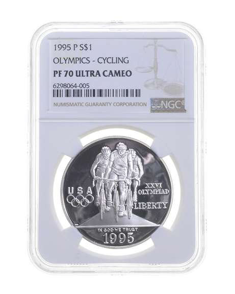 PF70 UCAM 1995-P XXVI Olympiad Cycling Commemorative Silver Dollar NGC