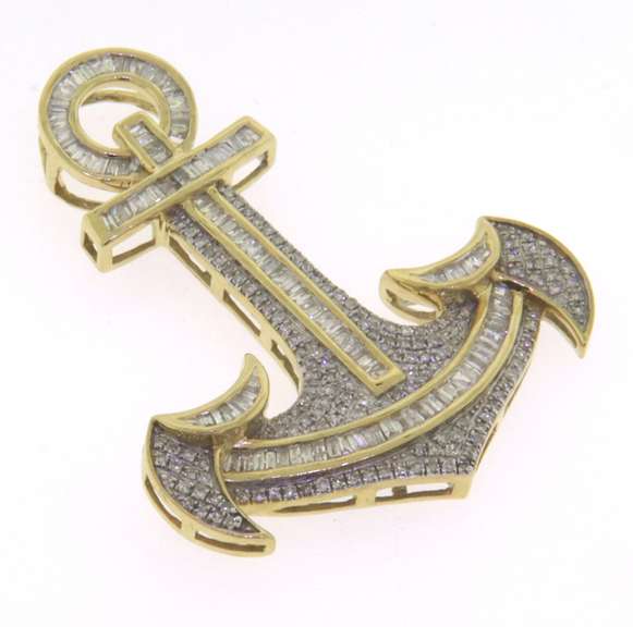 10kt Nautical Anchor Pendant with Diamonds