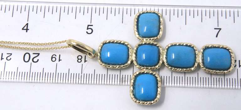 Powerful Turquoise Cross Pendant on Chain