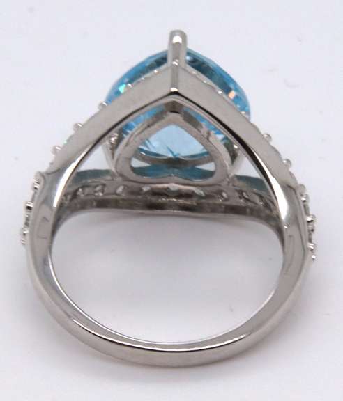 Sterling Silver Blue Stone Heart Shaped Ring