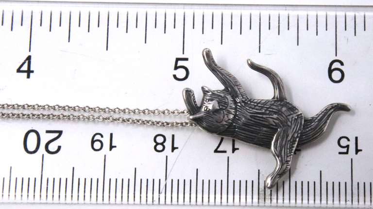 Sterling Silver Cat Pendant on Chain Necklace