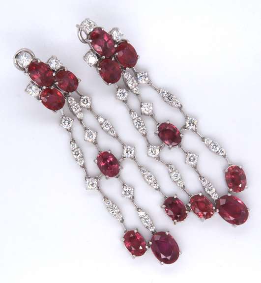 Lavish 18kt Ruby and Diamond Chandelier Earrings