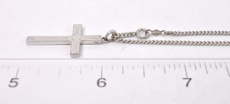 White Gold Cross Pendant & Chain